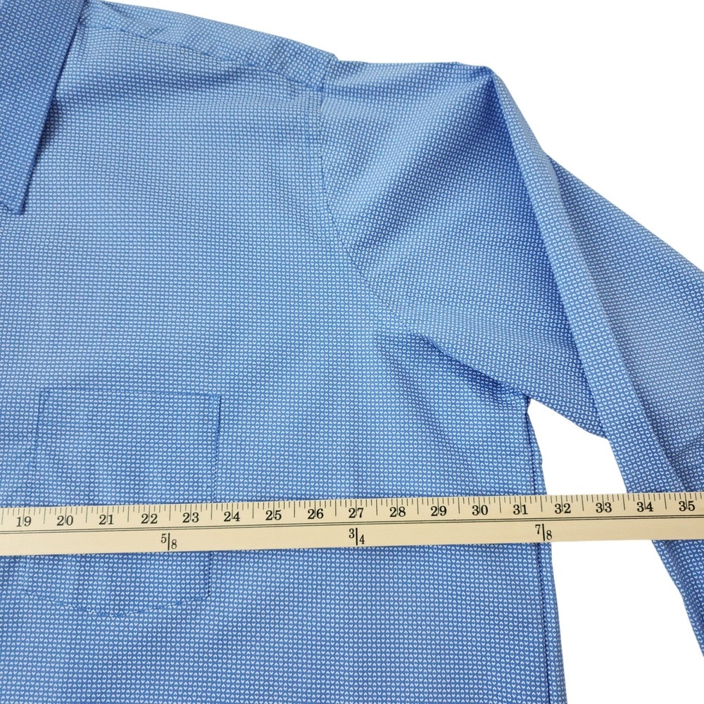 Van Heusen Flex Big Fit Mens Dress Shirt Blue Geometric Stretch Long Sleeve NEW - Picture 5 of 12